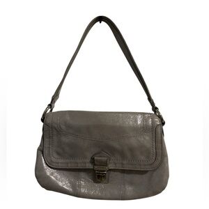 Coach Poppy Silver Gray Leather Shoulder Bag